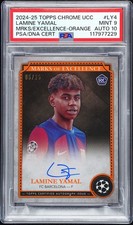 2024-25 TOPPS MARKS OF EXCELLENCE ORANGE #LY4 LAMINE YAMAL RC 5/25 PSA 9 AUTO 10