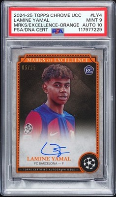 2024-25 TOPPS MARKS OF EXCELLENCE ORANGE #LY4 LAMINE YAMAL RC 5/25