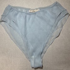 Vintage Delicates Sheer Blue Chiffon Panty Ultra Hi Cut Double Layer Romantic M