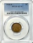 1918-D Lincoln Wheat Cent - PCGS AU58 - Better Date Denver Mint Nice Coin!