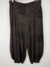 Sahara Bubble Trousers Ikat Patchwork Jersey Brown Black Elasticated Sz 4 UK 18