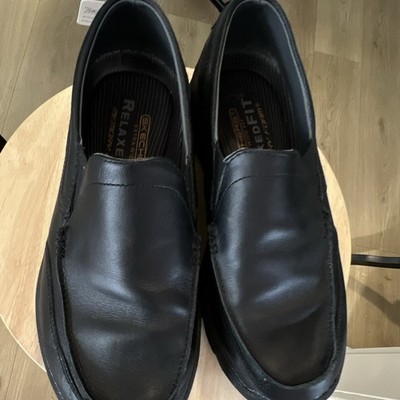 SKECHERS Relaxed Fit Memory Foam Leather Slip-On Extra Wide Black US 10.5