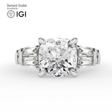 Cushion Diamond Engagement Ring 14k White Gold Labgrown 4.35 Ct Solitaire
