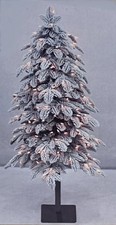 5 ft. Pre-Lit Snowy Downswept Alpine Flocked Tree w/ Warm White Lights EUC