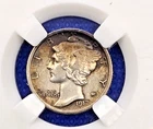 👀1917-P Mercury Dime ~ Toned Choice AU (Full Split Bands - FSB) ~ 90% Silver #
