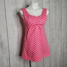 VTG 60s Handmade Pink & White Flower Print Micro Mino Dress, size S/M