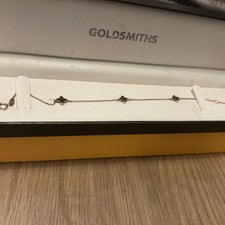 Gold and Malachite Clover Bracelet 9ct Gold Boxed