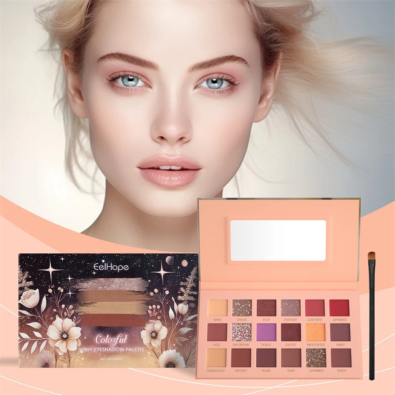 Eyeshadow Palette Makeup Brush Powder Eye Shadow Makeup Kit With Brush 18 Colors - Image 3 of 4