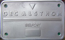 LOCOMOTIVE ELECTRIQUE GEC ALSTHOMPLAQUE ORIGINALE SNCF TRAIN