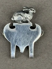 ART NOVEAU Rabbit VINTAGE Sterling Silver Money Clip 9.66G