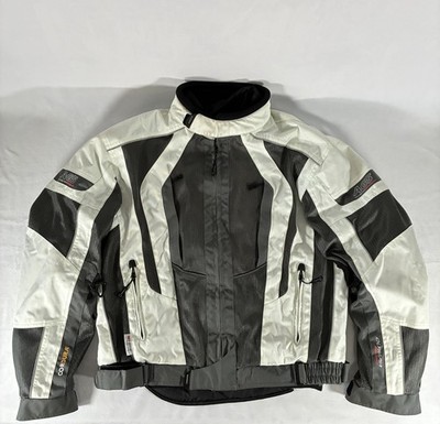 Olympia Moto Sports Cordura AG5 Motorcycle Jacket Men's XL White & Gray w/ Liner