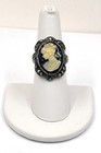 Vintage Sterling Silver Hand Carved Shell Cameo Marcasite Art Deco Ring Size 7 — photo 1