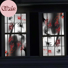 2PCS Halloween Giant Window Decorations Door Cover, Window Clings Poster 59X60I