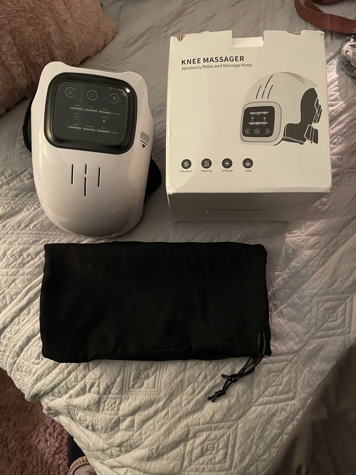 Masajeador de rodilla inteligente con terapia de calor, vibración, infrarrojos y láser - Nueva caja abierta