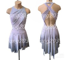 Ice skating dress Competition Figure Skating Twirling Costume purple dyeing