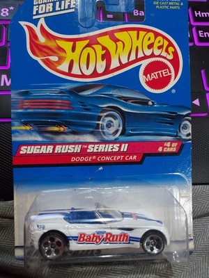 Hot Wheels 1999 Sugar Rush II Series Dodge Concept Car White Baby Ruth 1:64