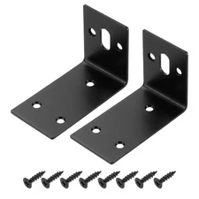2Pcs 57x83x45mm 1 Slot Adjustable L-Shape Corner Brace Slotted Bracket, Black