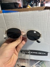 Vintage Oval Gold Frame Sunglasses with UV400 Protection - Very Good Condition