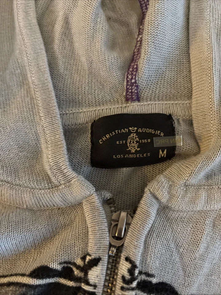 Sudadera con capucha vintage Christian Audigier cremallera completa con un diseño de cabeza de león adornado  Foto 4 de 4