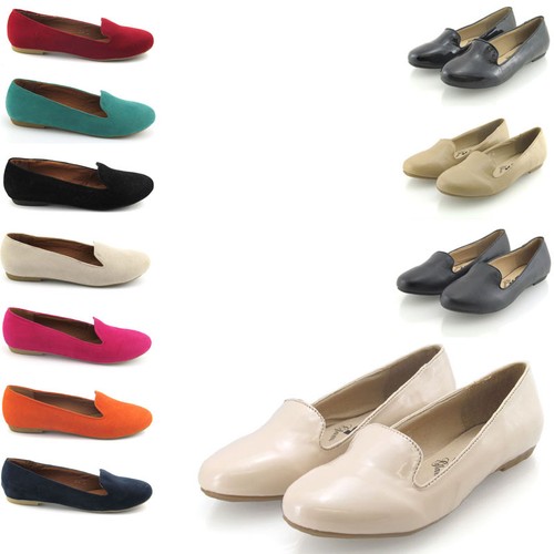 Ladies Flat Slip On Womens Slippers Work Loafers School Pumps Shoes Size 3-8 - Photo 1 sur 46