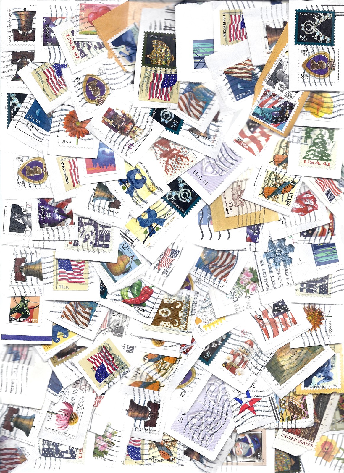 US Definitive Used Stamp Lot on Paper Mixture 6+ ounces Kiloware