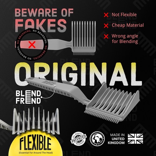 Blend Frend™ - Original Grade 1 (3mm) UK-Made Fade Comb / Hair Blending Tool - Picture 5 of 7