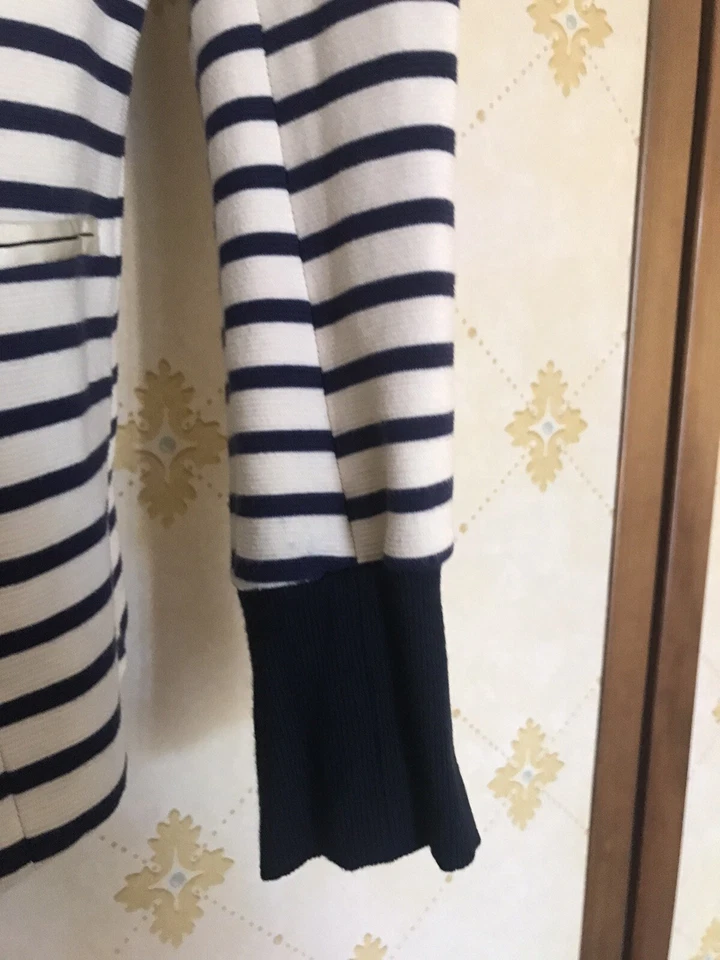 Bellissima Giacca Righe Panna E Blu brand Merci Polsini Alti Seminuova Foto 2 de 4