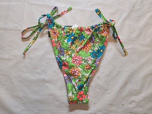 Women's Side-Tie Adjustable Coverage Ultra High Leg Bikini Bottom Wild Fable L - Picture 2 of 6