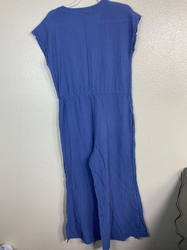 Abaca Oh My Gauze Womens Jumpsuit size 0 May fit Medium Short Sleeve Wide Leg - Picture 18 of 19