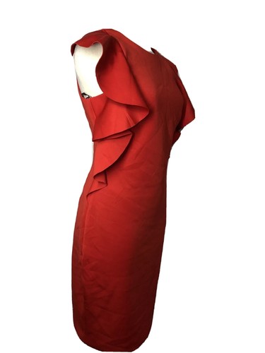 Vince Camuto 6 NWT Dress red sleeveless ruffle accent Bknee length Bodycon$128 - Picture 3 of 12