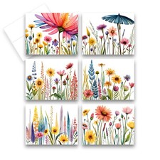 12 Assorted Greeting Cards Blank with Envelopes - Wildflowers 2 of Each