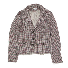 Vintage Kookai Blazer Jacket Brown Wool 90s Gingham Womens S