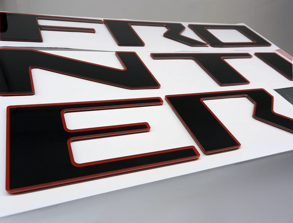 Tailgate Raised Letters for NISSAN FRONTIER 2022 2023 2024 Red Outline US MADE - Изображение 2 из 3