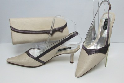 cream shoes and matching bag