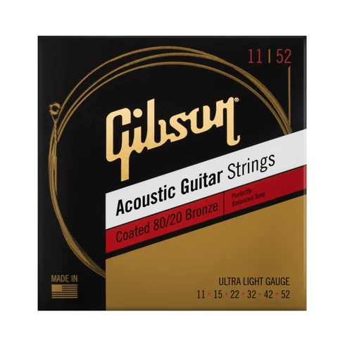 Gibson Coated 80/20 Bronze Acoustic Strings .011 - .052