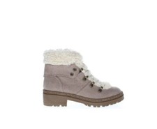 Wonder Nation Little Big Girl Faux Fur Lace-up Cozy Hiker Boot - Size 1 Taupe