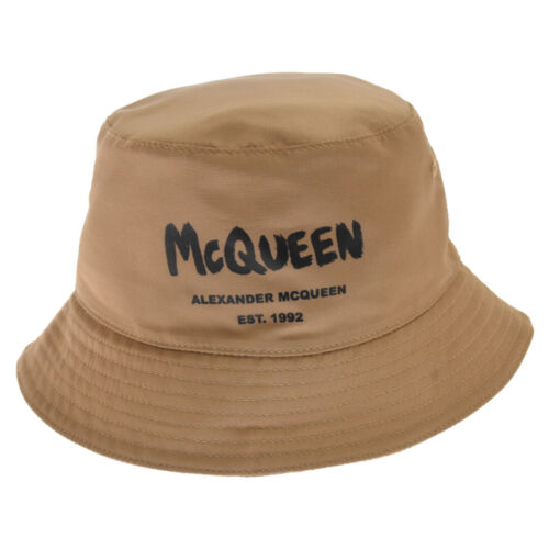 Alexander McQueen Graffiti Print Bucket Hat Beige… - image 1