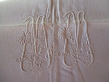 Drap N°397 de milieu ancien chanvre & lin monogramme MM   220 X 273 Cm  reprise
