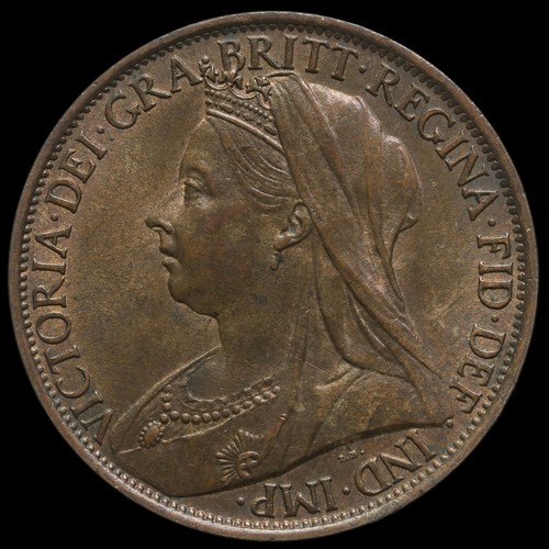 1898 Queen Victoria Veiled Head Penny, A/UNC