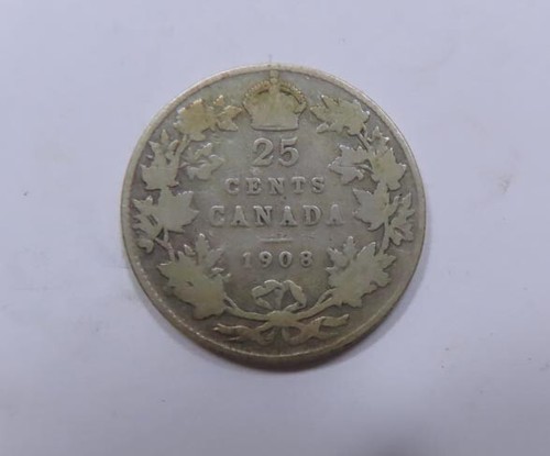 Kanada König Edward VII Sterlingsilber 25 Cents 1908 Halbschlüssel sehr selten