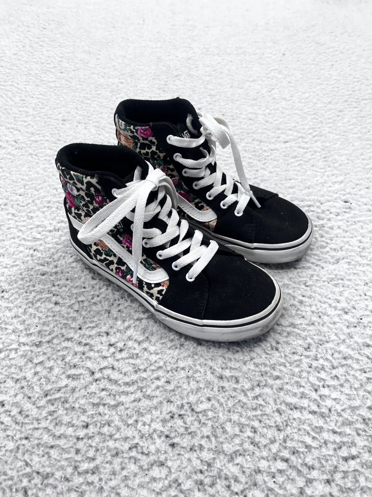 Sneakers alte stringate bambina Vans Sk8 Hi nere floreali leopardate taglia 1