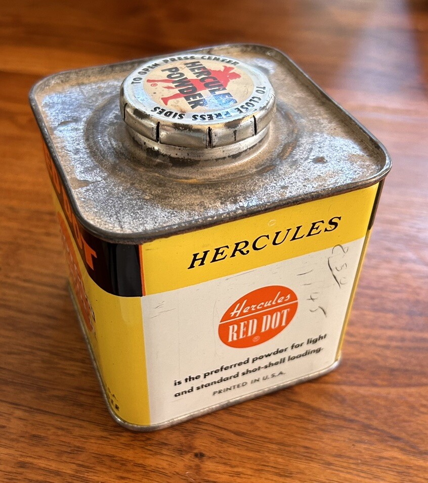 Vintage Hercules Smokeless Powder Can Red Dot Shotgun Powder Early