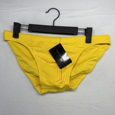 #ad Todd Sanfield Swim Brief Men#x27;s Large Yellow Freestyle Micro Swimsuit Lemon NEW