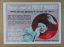 1943 Philip Morris Cigarettes 'Doctors Report' vintage print Ad