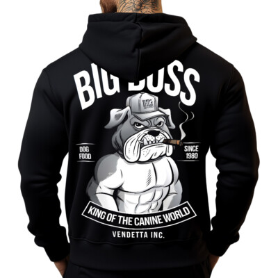 Vendetta Männer Sweatshirt Hoodie Big Boss Bulldogge schwarz