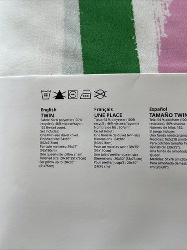 New IKEA SYRABLADMAL Twin Duvet Cover Set with Pillowcase Multicolor/Check - Picture 7 of 7
