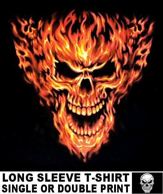 FLAMING EVIL GRINNING GOTHIC SKULL IN FLAMES HALLOWEEN FLAMING EVIL GRINNING GOTHIC SKULL IN FLAMES HALLOWEEN