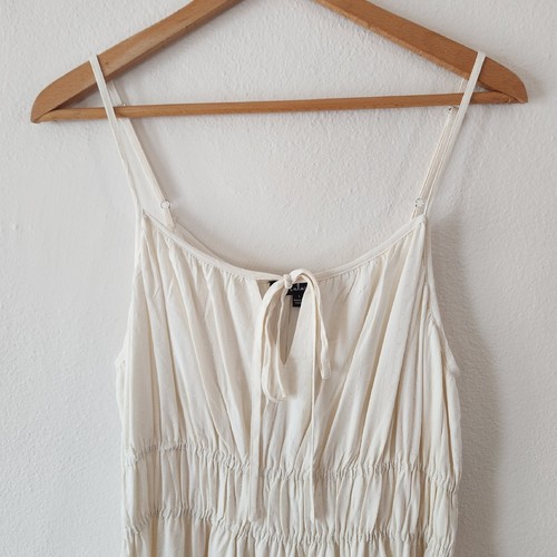 Neu mit Etikett Lulu's Rejoice cremefarbenes dezentes Punktemuster. Stufen ärmelloses Maxikleid Größe L - Bild 6 von 10