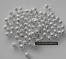 100 Spacer beads 5mm smooth round silver plt lrg hole jewelry beads FPB191