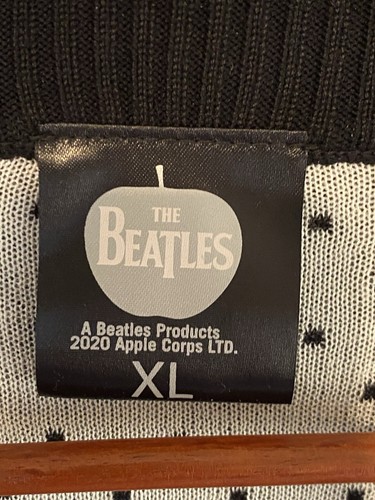 Maglione The Beatles Ufficiale Fan Club Nero Rosso Bianco XL Regalo Natale Festività - Foto 5 di 10